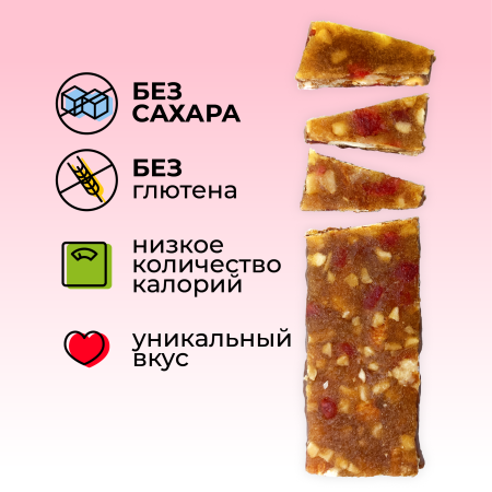 Батончик-десерт фруктово-ореховый без сахара "Вишня" PRO Dessert 30г. (5шт)